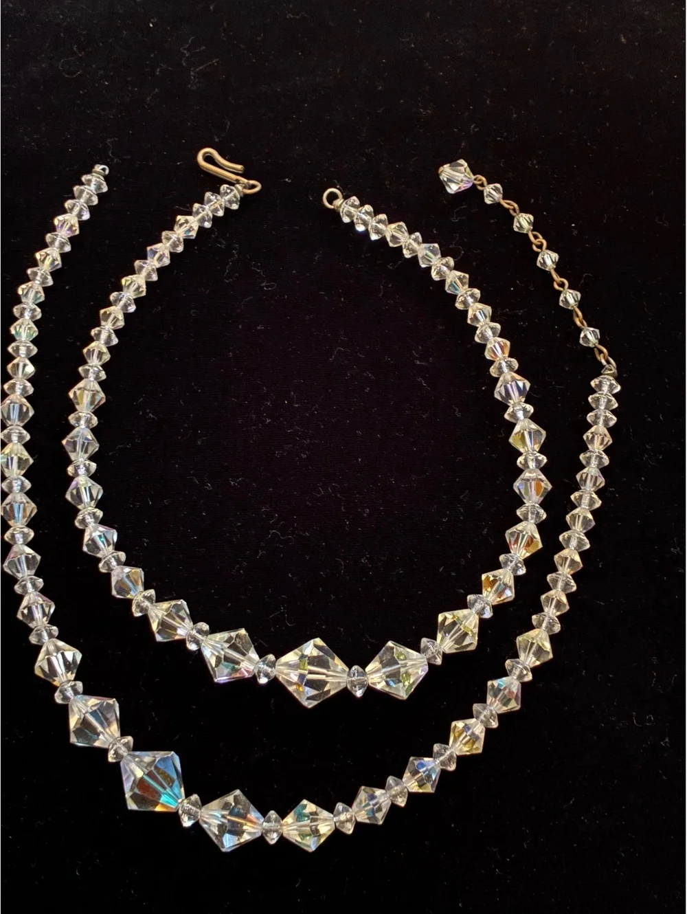 Vintage AB Crystal Bicone Glass Beads Broken Necklace For Repair Crafts